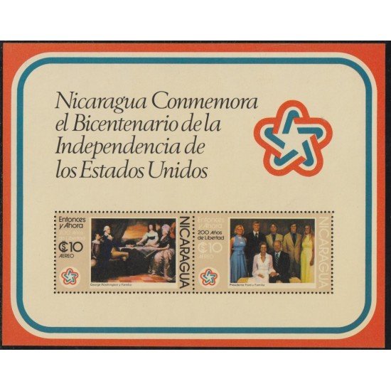 Nicaragua HB 127 1976 Conmemoración Bicentenario de la Independencia de EEUU MNH