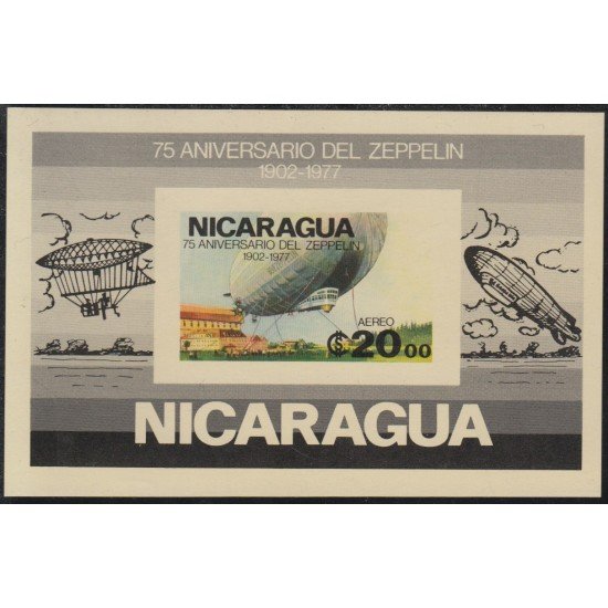 Nicaragua HB 134a 1977 75º Aniversario del Zeppelin MNH