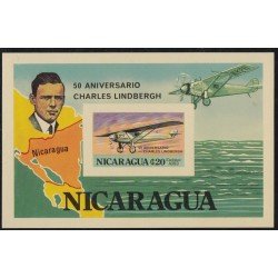Nicaragua HB 135a 1977 50 Años travesía Atlántico Norte Charles Lindberg Sin dentar