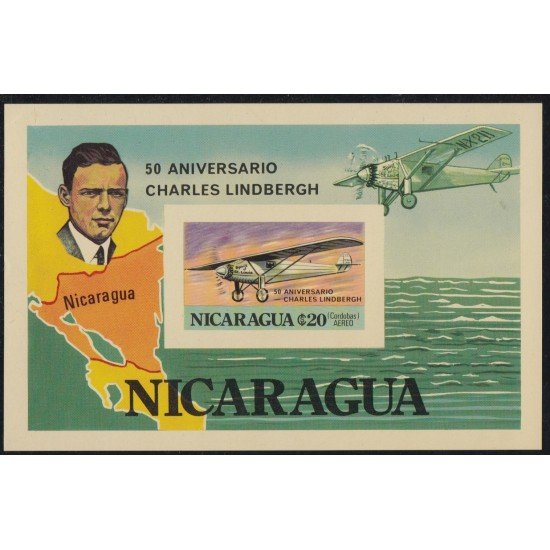 Nicaragua HB 135a 1977 50 Años travesía Atlántico Norte Charles Lindberg Sin dentar Nicaragua HB 135a 1977 50 Años travesía Atlántico Norte Charles Lindberg Sin dentar