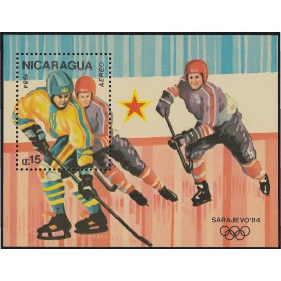 Nicaragua HB 163 1984 Juegos olímpicos de Invierno en Sarajevo Hockey MNH Nicaragua HB 163 1984 Juegos olímpicos de Invierno en Sarajevo Hockey MNH