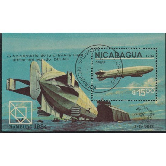 Nicaragua HB 166 1984 75º Aniversario de la primera línea aérea del mundo Usado
