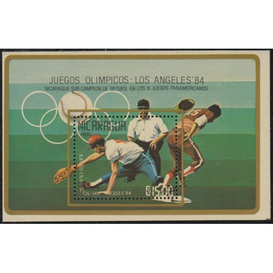 Nicaragua HB 167 1984 Juegos olímpicos de Verano Béisbol MNH Nicaragua HB 167 1984 Juegos olímpicos de Verano Béisbol MNH