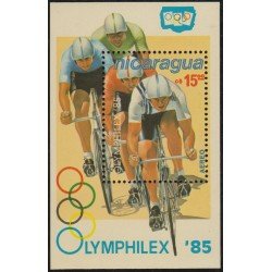 Nicaragua HB 171 1985 Exposición Internacional de Filatelia Olímpica Ciclismo MNH Nicaragua HB 171 1985 Exposición Internacional de Filatelia Olímpica Ciclismo MNH