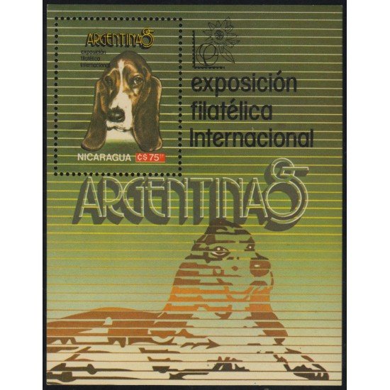 Nicaragua HB 174 1985 dog Argentina 85 Exposición Filatélica Internacional Perros Dogs MNH