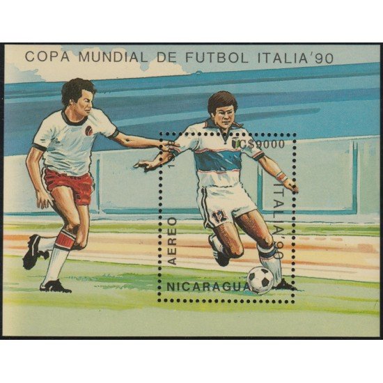 Nicaragua HB 189 1989 Copa mundial de Fútbol Italia 90 MNH