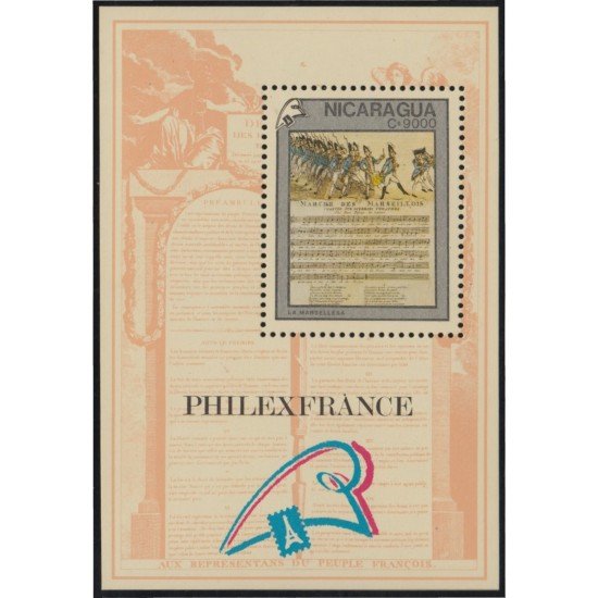 Nicaragua HB 193 1989 Filexfrance Exposición Filatélica Internacional MNH Nicaragua HB 193 1989 Filexfrance Exposición Filatélica Internacional MNH