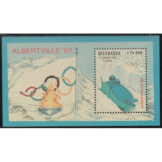 Nicaragua HB 198 1990 Juegos Olímpicos Albertville 92 MNH Nicaragua HB 198 1990 Juegos Olímpicos Albertville 92 MNH