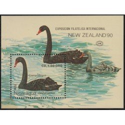 Nicaragua HB 199 1990 fauna Nueva Zelanda 90 Exposición Filatélica Internacional Cisne Negro MNH Nicaragua HB 199 1990 fauna Nueva Zelanda 90 Exposición Filatélica Internacional Cisne Negro MNH