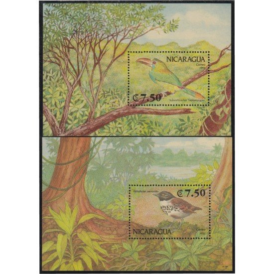 Nicaragua HB 205/06 1991 Fauna Bosques Pájaros Birds MNH Nicaragua HB 205/06 1991 Fauna Bosques Pájaros Birds MNH