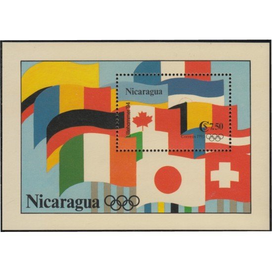 Nicaragua HB 216 1992 Lillehammer 94 Banderas Flags MNH Nicaragua HB 216 1992 Lillehammer 94 Banderas Flags MNH
