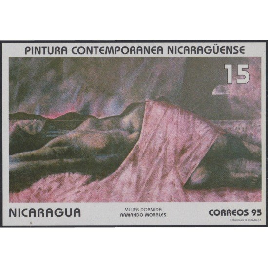 Nicaragua HB 245 1995 Pintura Nicaragüense contemporánea Obra de Armando Morales Mujer dormida MNH Nicaragua HB 245 1995 Pintura Nicaragüense contemporánea Obra de Armando Morales Mujer dormida MNH
