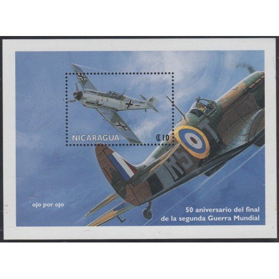 Nicaragua HB 260 1995 50º Aniversario del fin de la II Guera Mundial Combate aéreo Avión Alemán MNH Nicaragua HB 260 1995 50º Aniversario del fin de la II Guera Mundial Combate aéreo Avión Alemán MNH