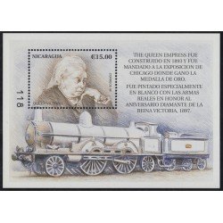 Nicaragua HB 278A 1998  Tren Train Retrato de Reina Victoria MNH