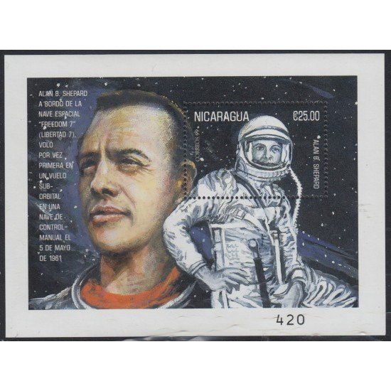 Nicaragua HB 295 2000 Exploración del espacio Retrato Jhon Glenn MNH