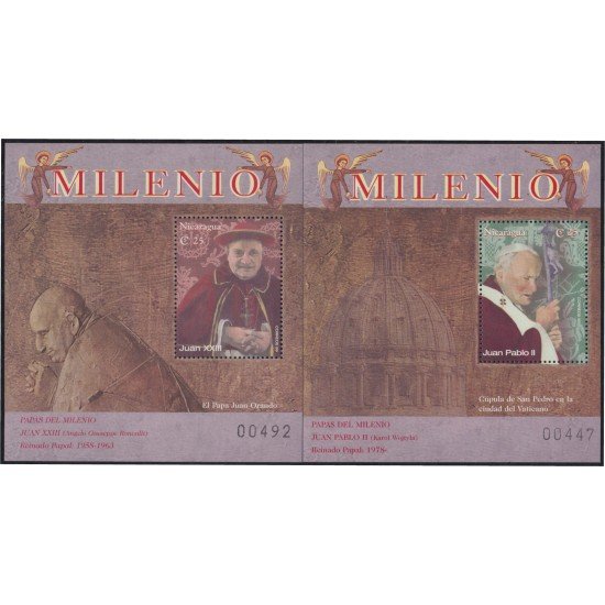Nicaragua HB 299/300 2000 SS Papas del Milenio Juan XXIII y Juan Pablo II MNH Nicaragua HB 299/300 2000 SS Papas del Milenio Juan XXIII y Juan Pablo II MNH