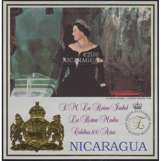 Nicaragua HB 305 2000 Centenario de la Reina Isabel MNH Nicaragua HB 305 2000 Centenario de la Reina Isabel MNH