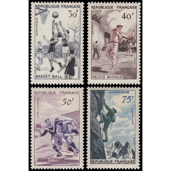 DEP1/S France Francia Nº 1072/75 1956 Serie de deportes Lujo DEP1/S France Francia Nº 1072/75 1956 Serie de deportes Lujo