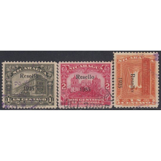 Nicaragua 612/14 1935 Timbres de 1922-29 Banco Norteamericano American Bank Usado