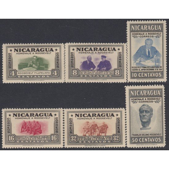 Nicaragua 713/18 1946 Homenaje al Presidente Roosevelt MNH