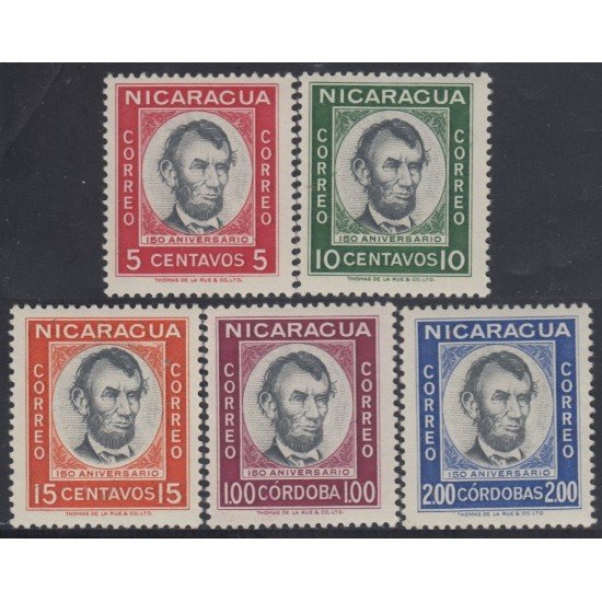 Nicaragua 846/50 1959 150 Años del nacimiento de Abraham Lincoln MH