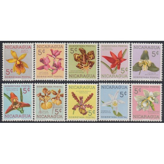 Nicaragua 859/68 1962 Orquídeas Flores Flowers MH