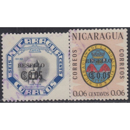 Nicaragua 884/85 1968 Timbres de 1953/62 Don Diego Chamorro Usado