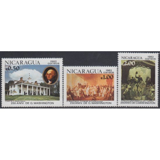 Nicaragua 1200/02 1982 250º Aniversario del nacimiento de George Washington MNH
