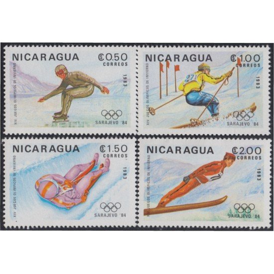 Nicaragua 1282/85 1983 Juegos de Olímpicos de Invierno en Sarajevo MNH