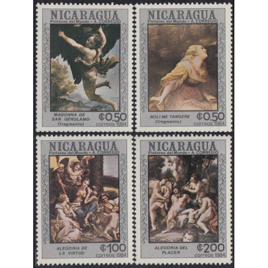 Nicaragua 1334/37 1984 450º Aniversario de la muerte del pintor Antonio Allegri MNH