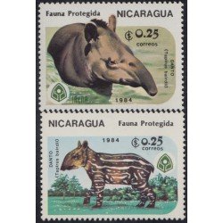 Nicaragua 1355/56 1984 Fauna protegida Tapir MNH