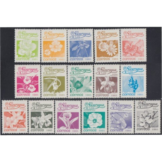 Nicaragua 1386/1401 1985 Serie Antigua Flores Flowers MNH