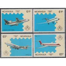 Nicaragua 1428/31 1986 Estocolmo 86 Exposición Filatélica Internacional Avión MNH