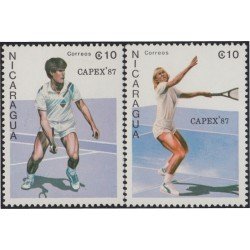 Nicaragua 1459/60 1987 Capex 87 Exposición Filatélica Internacional Tenis MNH