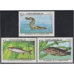 Nicaragua 1474/76 1987 Día mundial de la alimentación Peces Fishes MNH