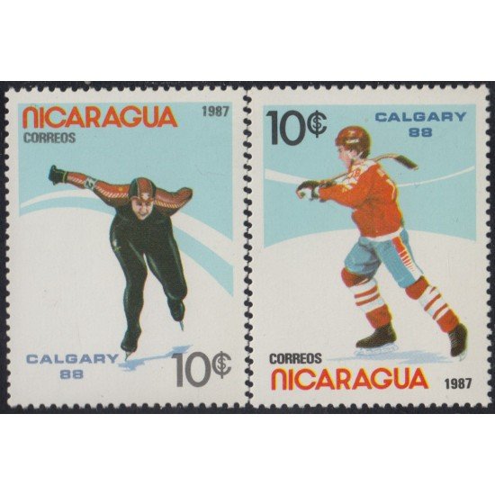Nicaragua 1485AB 1987 Juegos olímpicos de Invierno Patinaje MNH