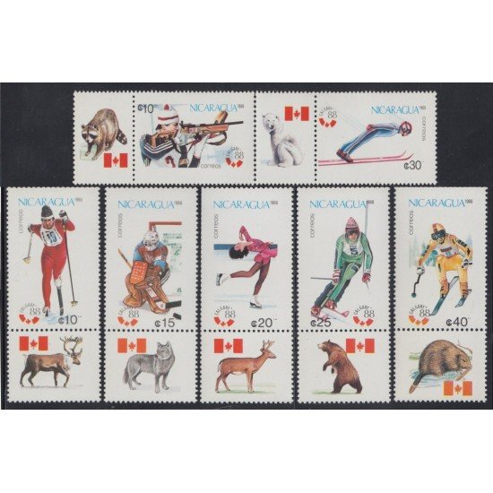 Nicaragua 1486/92 1988 Juegos olímpicos de Invierno Patinaje MNH