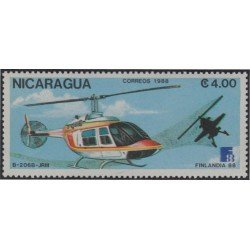 Nicaragua 1508 1988 Finlandia 88 Exposición Filatélica Mundial Helicóptero MNH