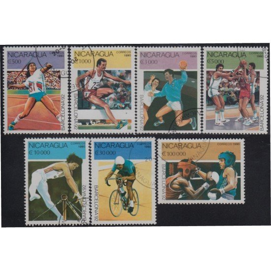 Nicaragua 1530/36 1990 Juegos olímpicos Barcelona 1992 Jabalina Boxeo Usado
