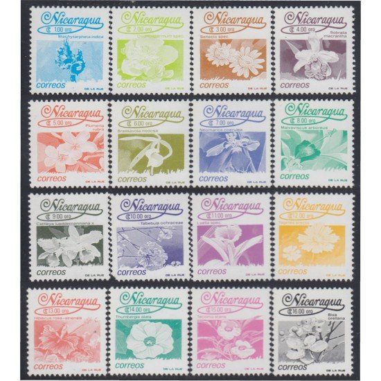 Nicaragua 1565/80 1991 Flores Flowers MNH