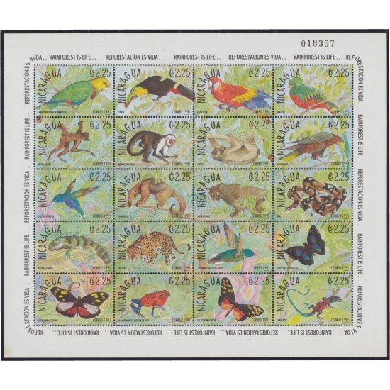 Nicaragua 1604/23 1991 Vida en el bosque tropical fauna mariposa MNH