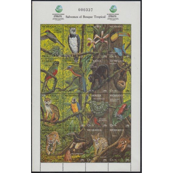Nicaragua 1664/79 1992 Fauna y Flora tropical MNH