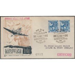 España Spain 1091 1951 VI Congreso de la UPAE SPD Sobre Primer Día España Spain 1091 1951 VI Congreso de la UPAE SPD Sobre Primer Día