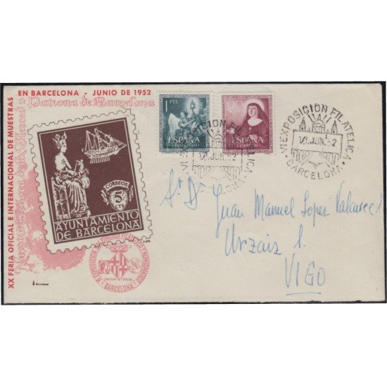 España Spain 1116/17 1952 XXXV Congreso Eucarístico Expo Filatélica BCN