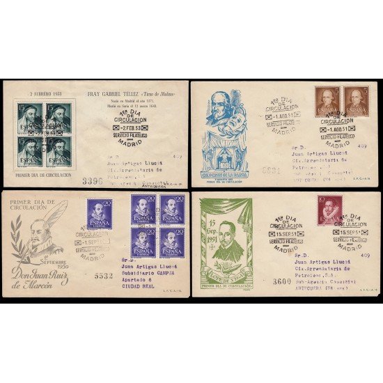 España Spain 1071/74 1950/53  Literatos  SPD Sobre Primer Día