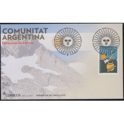 Andorra Española 452 2017 Comunidad Argentina SPD Sobre Primer día Andorra Española 452 2017 Comunidad Argentina SPD Sobre Primer día