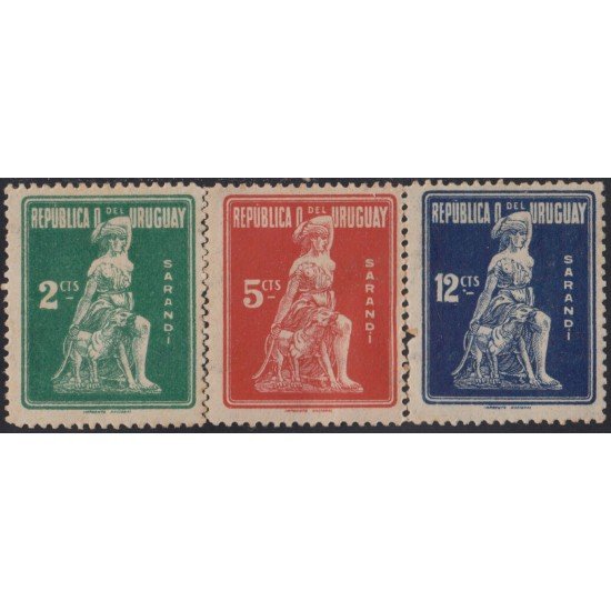 Uruguay 272/74 1923 Monumento de la batalla de Sarandi MH