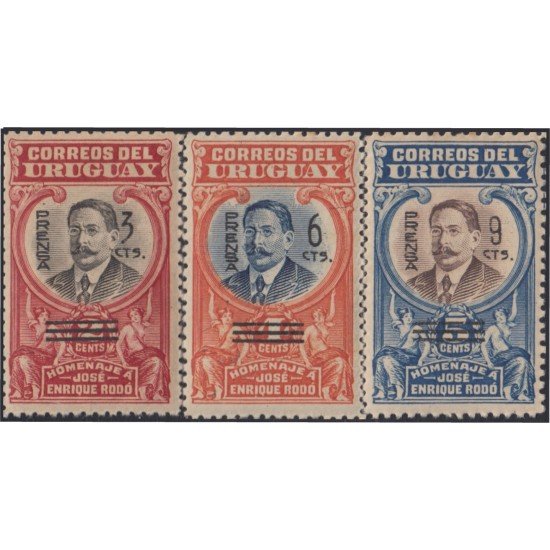 Uruguay 278/80 1924 Jose Enrique Rodó MH Uruguay 278/80 1924 Jose Enrique Rodó MH