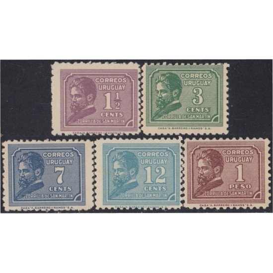 Uruguay 418/22 1932 Muerte del poeta Juan Zorilla de San Martín MH