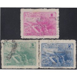 Uruguay 599/601 1950 Bicentenario de Cordon distrito de Montevideo Usado Uruguay 599/601 1950 Bicentenario de Cordon distrito de Montevideo Usado